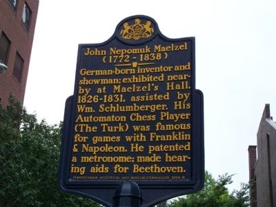 John Nepomuk Maelzel Marker. Click for full size. John Nepomuk Maelzel Marker image. Click for full size.