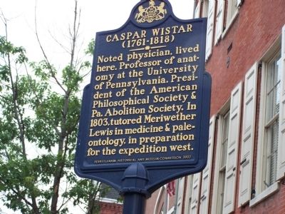 Caspar Wistar Marker image. Click for full size.