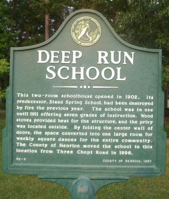 Deep Run School Marker. Click for full size. Deep Run School Marker image. Click for full size.