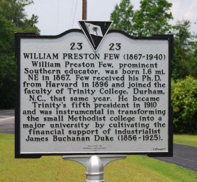 William Preston Few (1867-1940) Marker Front. Click for full size. William Preston Few (1867-1940) Marker Front image. Click for full size.