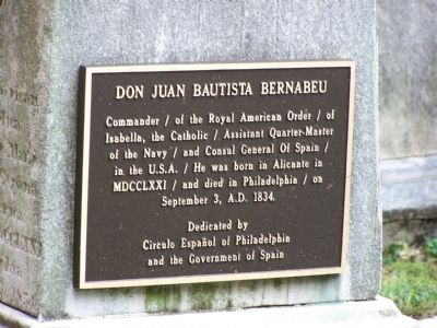 Don Juan Bautista Bernabeu Plaque. Click for full size. Don Juan Bautista Bernabeu Plaque image. Click for full size.