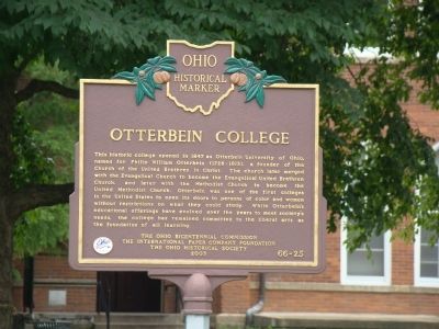Otterbein College Marker. Click for full size. Otterbein College Marker image. Click for full size.