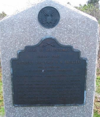 Batteries E & G First U.S. Artillery Tablet. Click for full size. Batteries E & G First U.S. Artillery Tablet image. Click for full size.