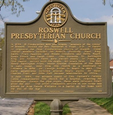 Roswell Presbyterian Church Marker image. Click for full size.