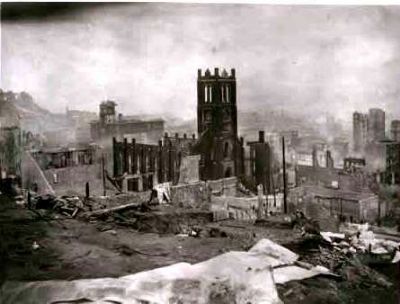 Old Saint Mary's after the Great Earthquake and Fire of April, 1906 image. Click for full size.