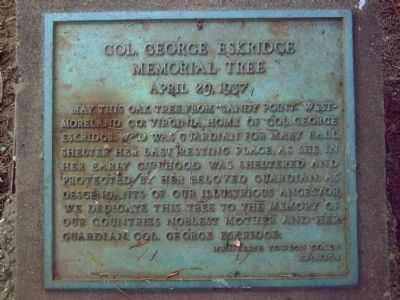 Col. George Eskridge Memorial Tree Marker image. Click for full size.