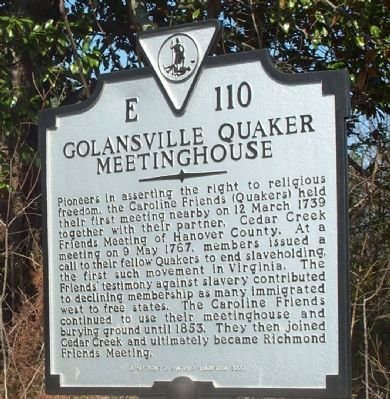 Golansville Quaker Meetinghouse Marker. Click for full size. Golansville Quaker Meetinghouse Marker image. Click for full size.