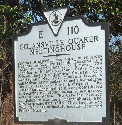 Golansville Quaker Meetinghouse Marker image. Click for full size.
