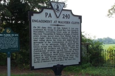 Engagement at Malvern Cliffs Marker. Click for full size. Engagement at Malvern Cliffs Marker image. Click for full size.