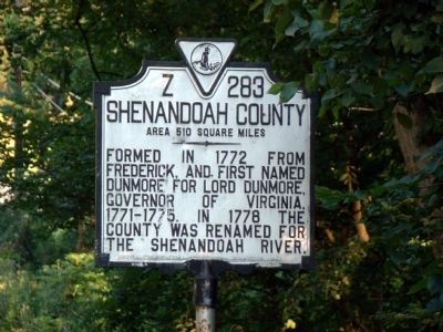 Shenandoah County Face of Marker. Click for full size. Shenandoah County Face of Marker image. Click for full size.