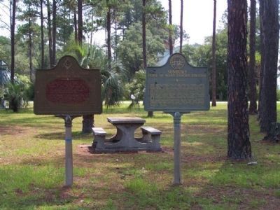 Saint John's Lodge Number Six Marker ( L.) shares a small park with Sunbury Marker image. Click for full size.