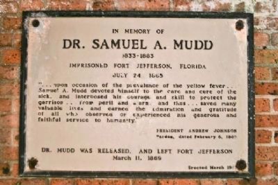 Dr. Samuel A. Mudd Marker image. Click for full size.