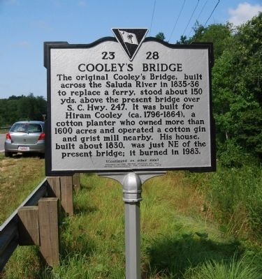 Cooley's Bridge Marker - Front image. Click for full size.