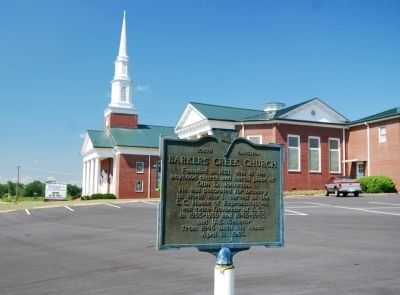 Barkers Creek Baptist Church Marker and Church image. Click for full size.
