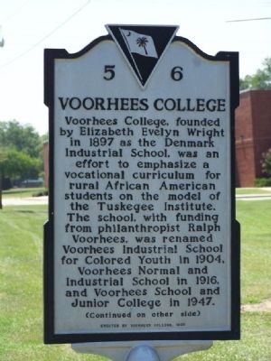 Voorhees College Marker. Click for full size. Voorhees College Marker image. Click for full size.
