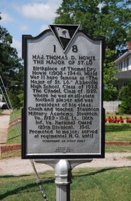 Maj. Thomas D. Howie, the Major of St. Lo Marker - Front image. Click for full size.