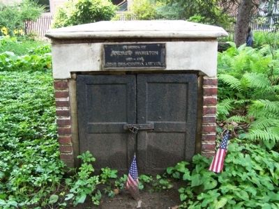 Andrew Hamilton Tomb image. Click for full size.