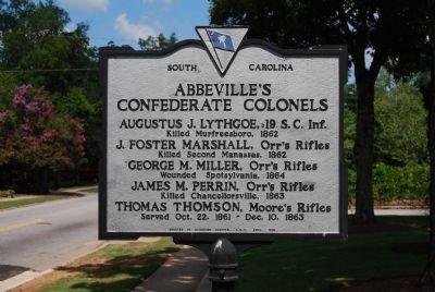 Abbeville's Confederate Colonels Marker image. Click for full size.