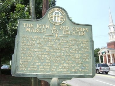 The 16th & 23d Corps March to Decatur Marker. Click for full size. The 16th & 23d Corps March to Decatur Marker image. Click for full size.