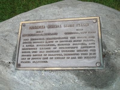 Brigadier General Simon Fraser Marker. Click for full size. Brigadier General Simon Fraser Marker image. Click for full size.