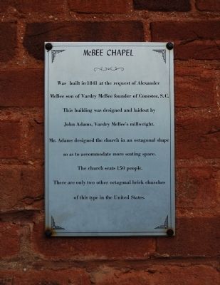 McBee Chapel Marker image. Click for full size.
