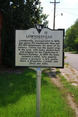 Lowndesville Marker - Reverse image. Click for full size.
