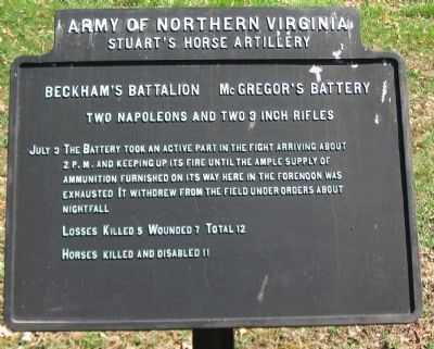 Beckham's Battalion McGregor's Battery Tablet image. Click for full size.