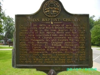 Sardis Baptist Church Marker image. Click for full size.