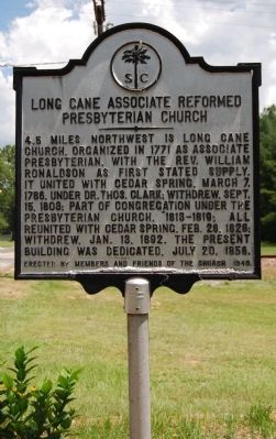 Long Cane Associated Reformed Presbyterian Church Marker image. Click for full size.