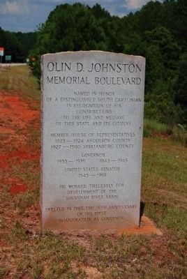 Olin D. Johnston Memorial Boulevard Marker image. Click for full size.
