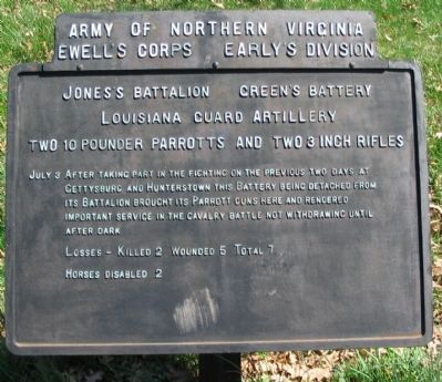 Jones's Battalion Green's Battery Tablet image. Click for full size.