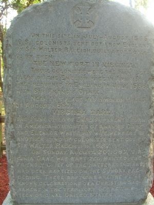 The New Fort in Virginia / Virginia Dare Marker </b>(front) image. Click for full size.