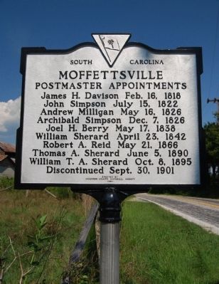 Moffettsville Marker - Reverse image. Click for full size.