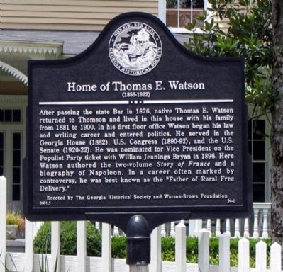 Home of Thomas E. Watson Marker image. Click for full size.