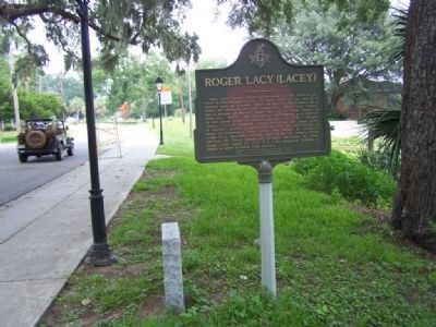 Roger Lacy (Lacey) Marker, looking north on River Street. image. Click for full size.
