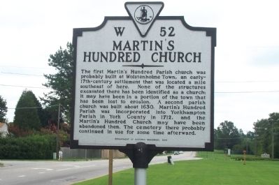 Martin's Hundred Church Marker image. Click for full size.