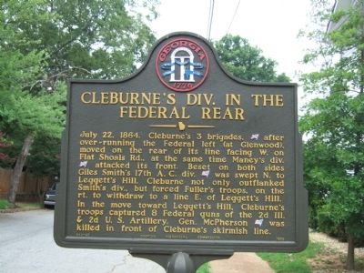 Cleburne's Div. in the Federal Rear Marker. Click for full size. Cleburne's Div. in the Federal Rear Marker image. Click for full size.