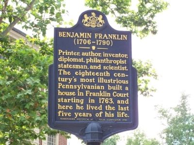 Benjamin Franklin Marker. Click for full size. Benjamin Franklin Marker image. Click for full size.