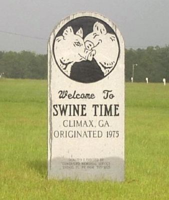 Marker in field, site of "Swine Time", adjoining Climax, Georgia Marker image. Click for full size.