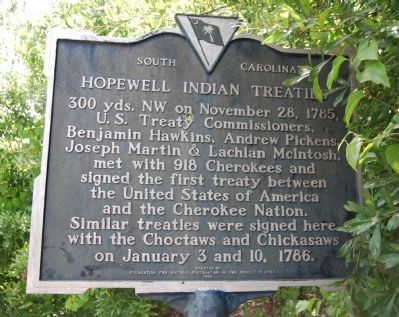 Hopewell / Hopewell Indian Treaties Marker - Reverse image. Click for full size.