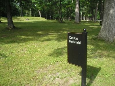 Marker on Fort Ticonderoga Entrance Road. Click for full size. Marker on Fort Ticonderoga Entrance Road image. Click for full size.
