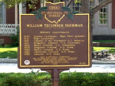 William Tecumseh Sherman Marker Reverse image. Click for full size.