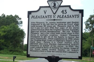 <i>Pleasants v. Pleasants</i> Marker image. Click for full size.