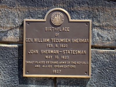 Birthplace of Gen. William Tecumseh Sherman Marker image. Click for full size.