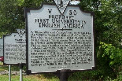 Proposed First University in English America Marker image. Click for full size.