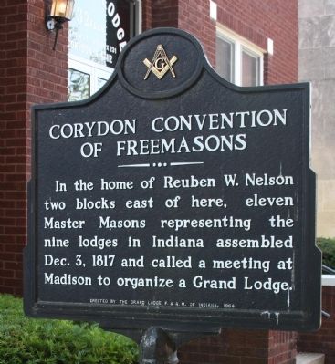 Corydon Convention Of Freemasons Marker. Click for full size. Corydon Convention Of Freemasons Marker image. Click for full size.