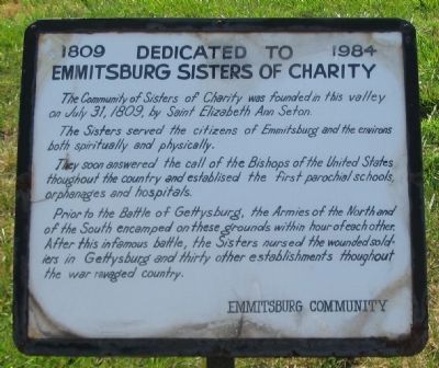 Emmitsburg Sisters of Charity Marker. Click for full size. Emmitsburg Sisters of Charity Marker image. Click for full size.