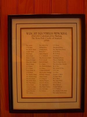 List of 70 contributors to erecting the original Wright Brothers' Memorial image. Click for full size.