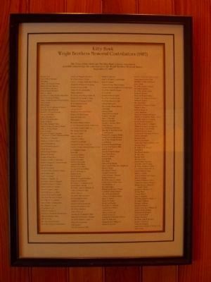 List of contributors for the 1987 replacement Wright Brothers' Memorial Marker image. Click for full size.