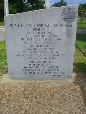 Dare County's Tribute to Veterans Marker </b>(Left Panel) image. Click for full size.